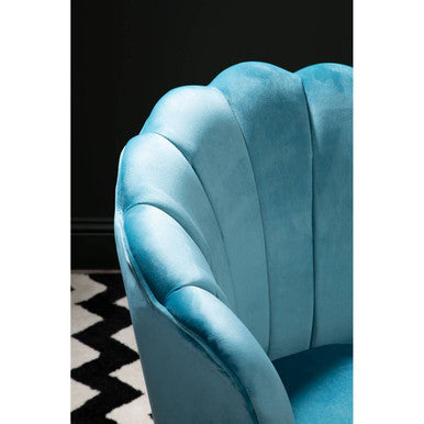 Aqua Blue Velvet Scalloped Chair