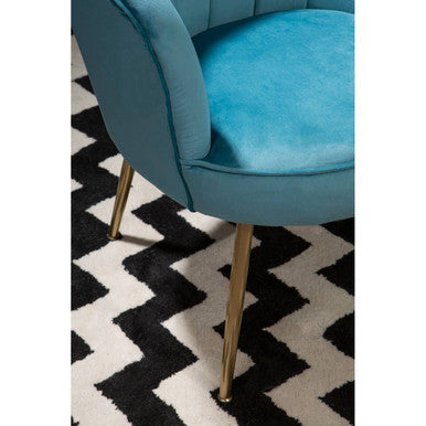 Aqua Blue Velvet Scalloped Chair