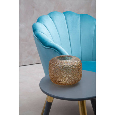 Aqua Blue Velvet Scalloped Chair