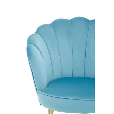 Aqua Blue Velvet Scalloped Chair