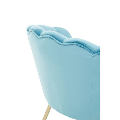 Aqua Blue Velvet Scalloped Chair