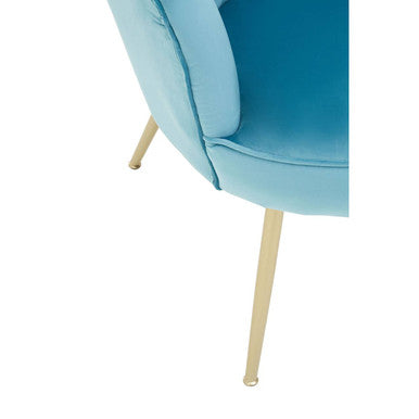 Aqua Blue Velvet Scalloped Chair