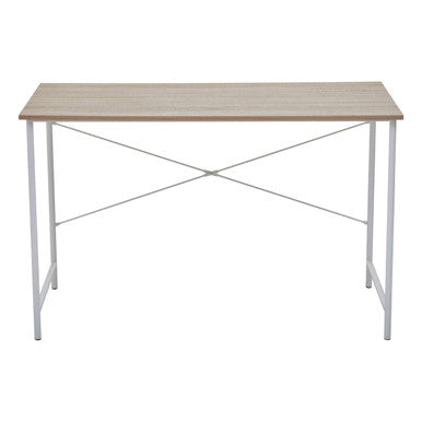 Natural Oak Top Desk with White Frame