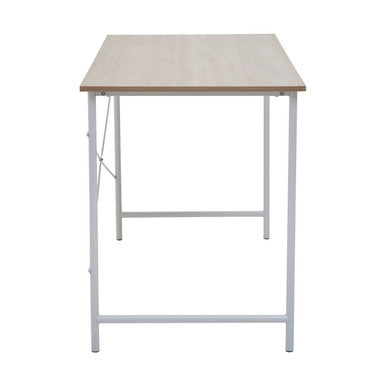Natural Oak Top Desk with White Frame