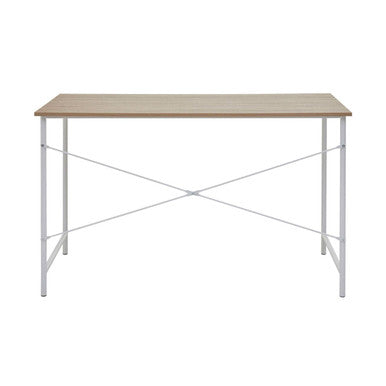 Natural Oak Top Desk with White Frame