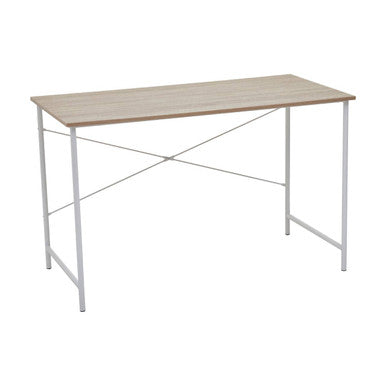 Natural Oak Top Desk with White Frame