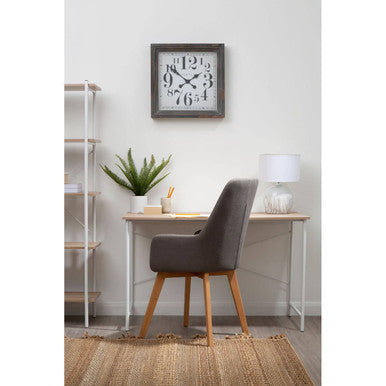 Natural Oak Top Desk with White Frame