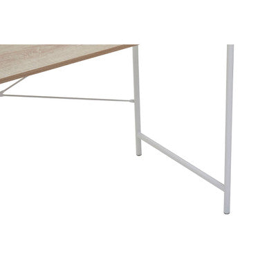 Natural Oak Top Desk with White Frame
