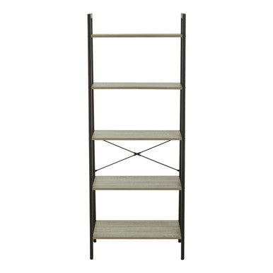 Five Tier Grey Oak Ladder Shelf Unit