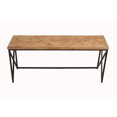 Natural Fir Wood Coffee Table with Black Metal Legs