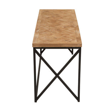 Natural Fir Wood Coffee Table with Black Metal Legs
