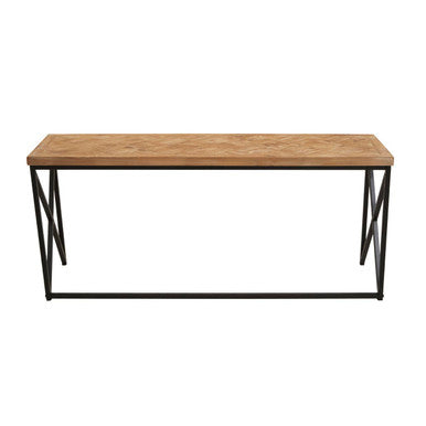 Natural Fir Wood Coffee Table with Black Metal Legs