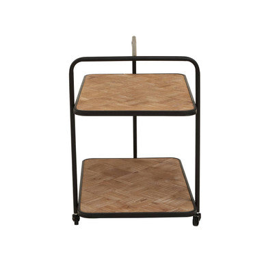Parquet Fir Wood Serving Trolley with Three Wheels