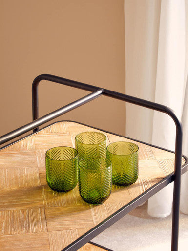 Parquet Fir Wood Serving Trolley with Three Wheels