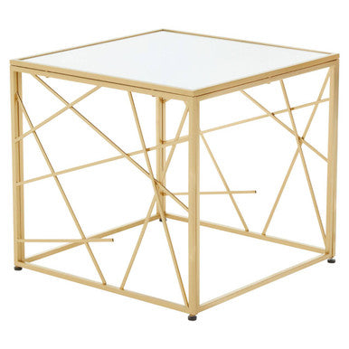 Gold Frame Side Table with Mirror Top