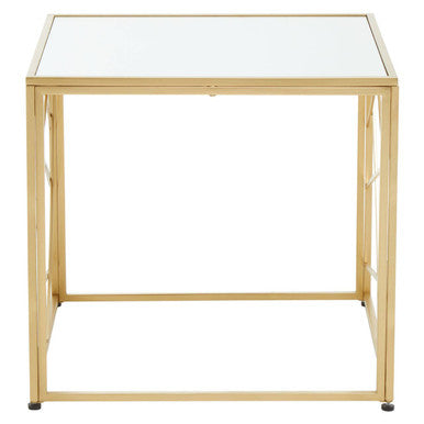 Gold Frame Side Table with Mirror Top
