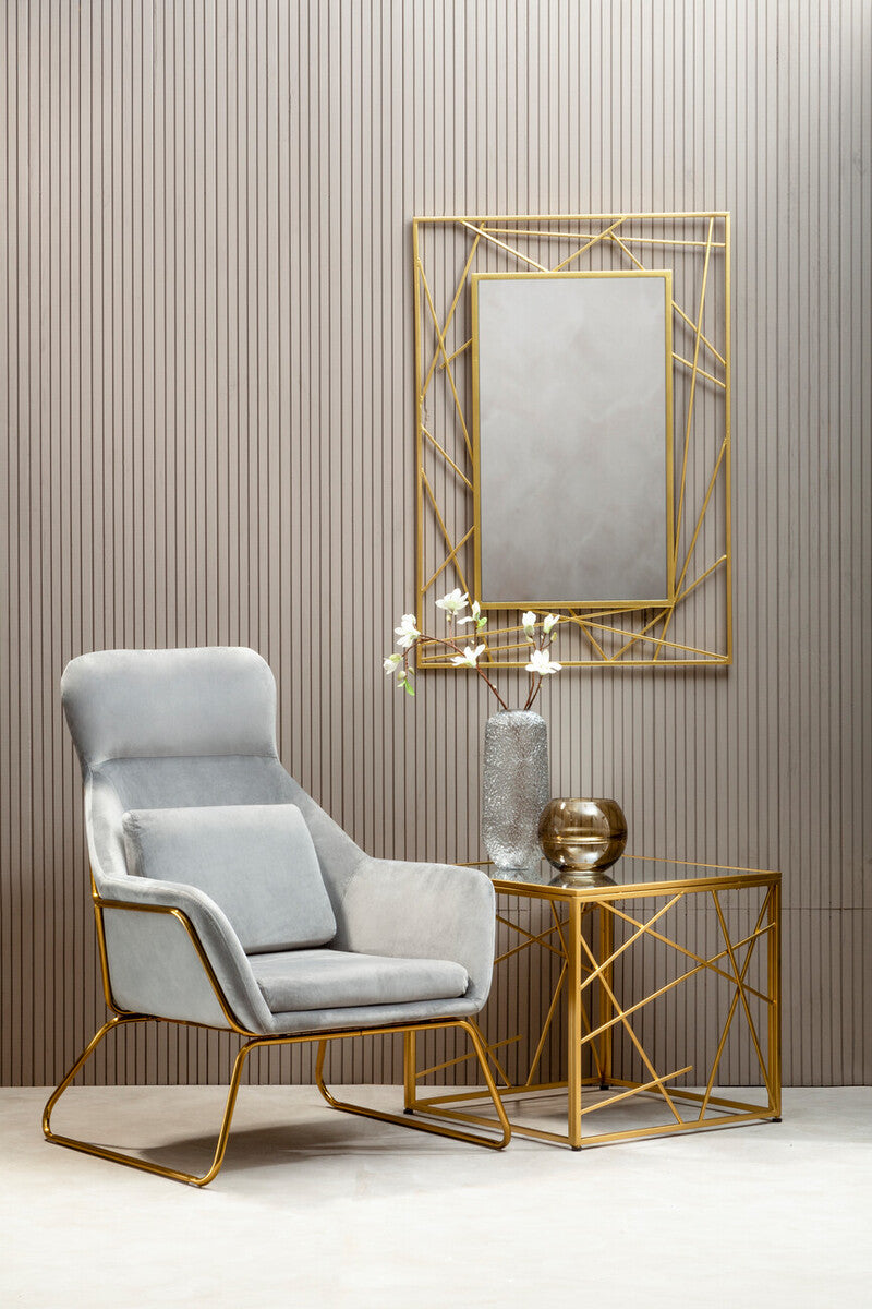 Gold Frame Side Table with Mirror Top