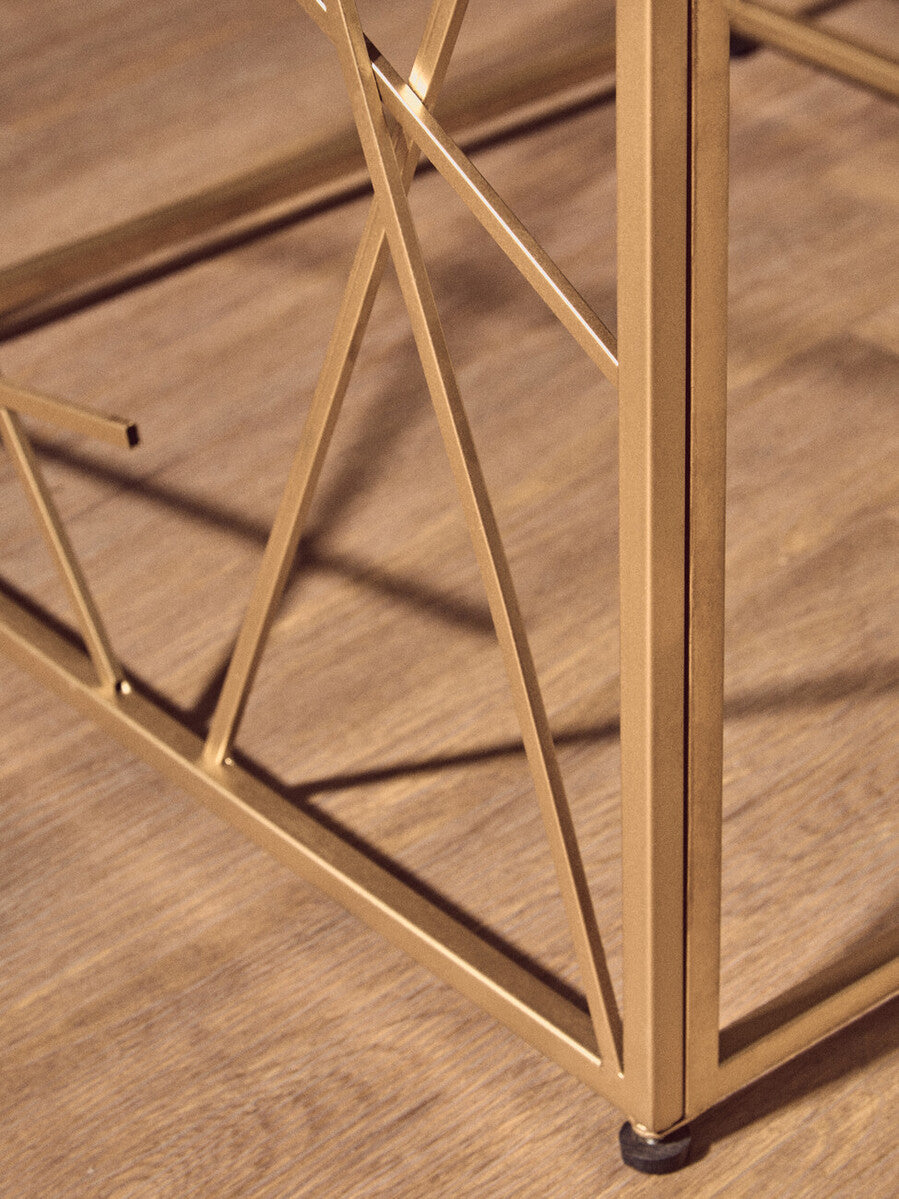Gold Frame Side Table with Mirror Top