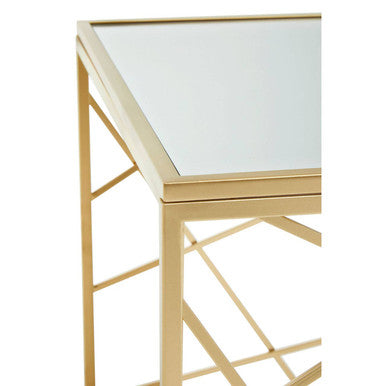 Gold Frame Side Table with Mirror Top