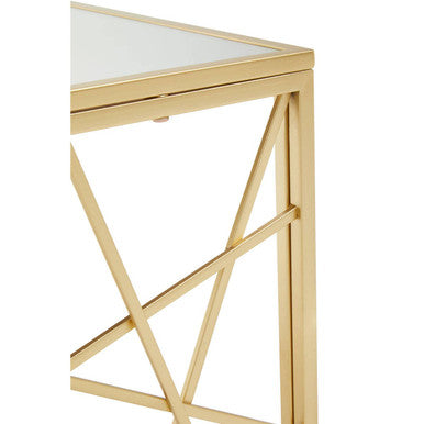 Gold Frame Side Table with Mirror Top