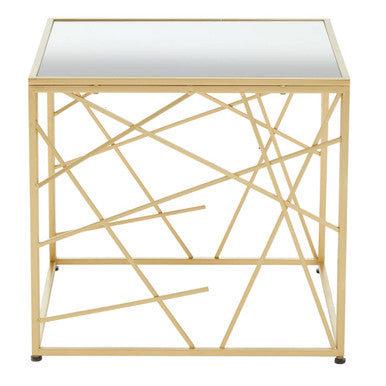 Gold Frame Side Table with Mirror Top
