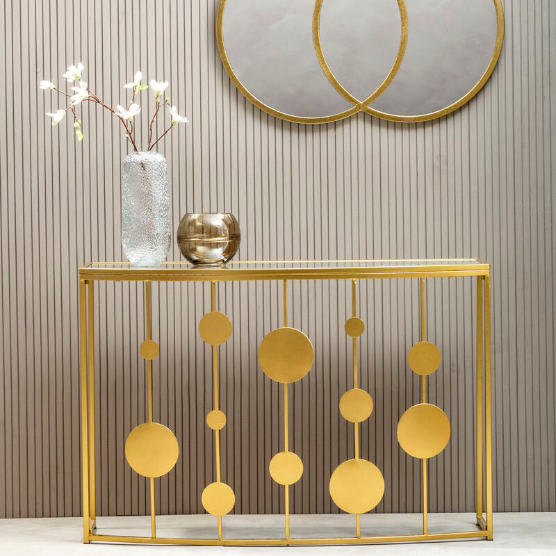 Champagne Gold Console Table with Mirror Top