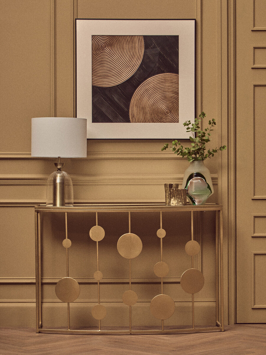 Champagne Gold Console Table with Mirror Top