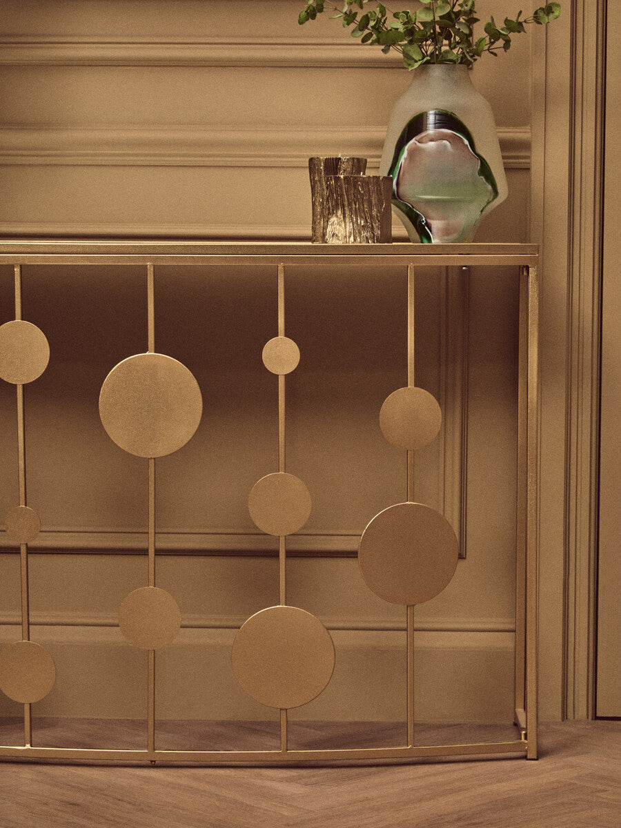 Champagne Gold Console Table with Mirror Top