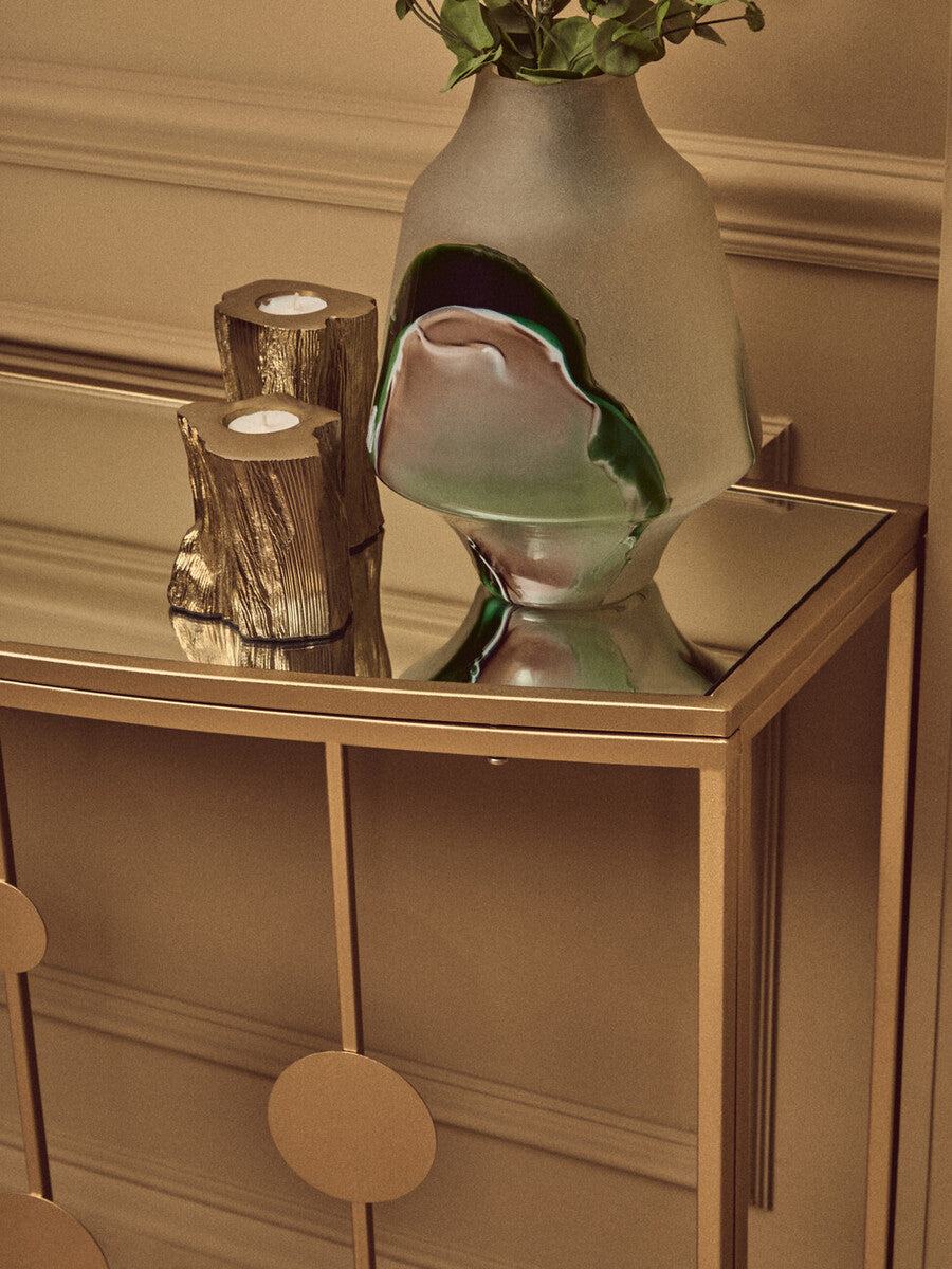 Champagne Gold Console Table with Mirror Top