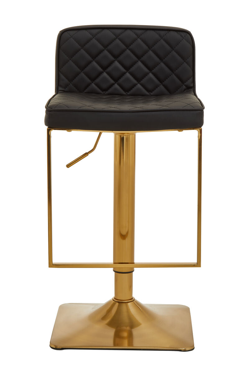 Black and Gold Bar Stool with Square Base