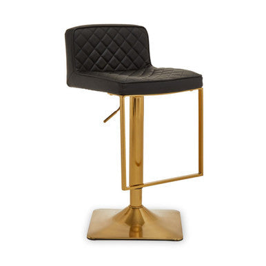 Black and Gold Bar Stool with Square Base