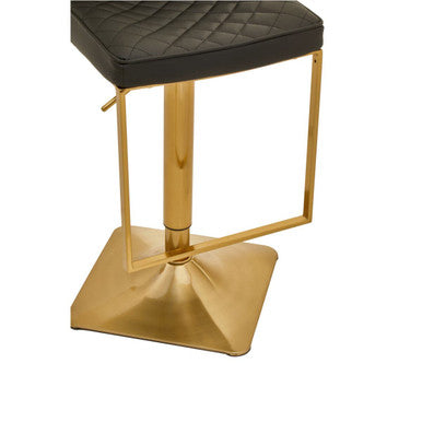 Black and Gold Bar Stool with Square Base