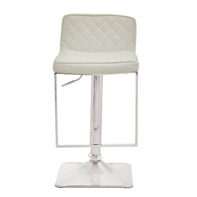 White and Chrome Bar Stool with Square Base