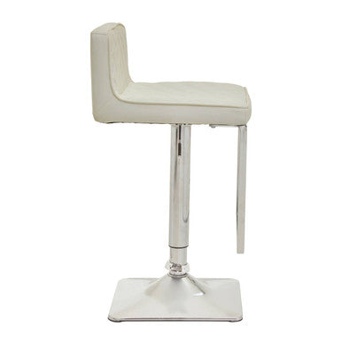 White and Chrome Bar Stool with Square Base