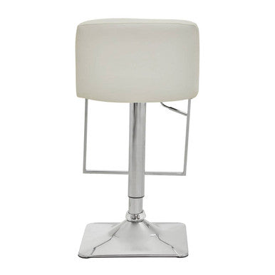 White and Chrome Bar Stool with Square Base