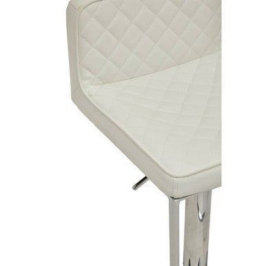White and Chrome Bar Stool with Square Base