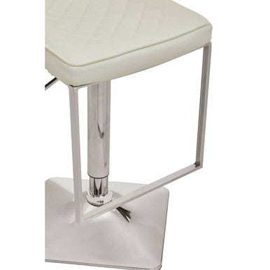 White and Chrome Bar Stool with Square Base