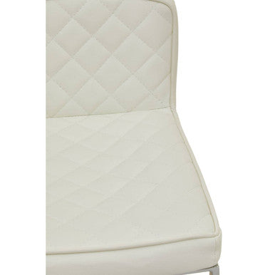 White and Chrome Bar Stool with Square Base