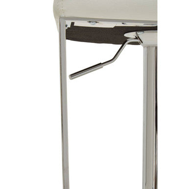 White and Chrome Bar Stool with Square Base