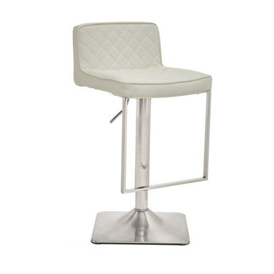 White and Chrome Bar Stool with Square Base