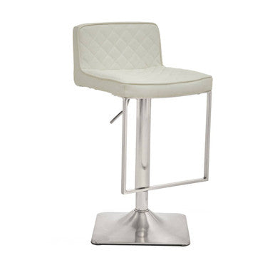 White and Chrome Bar Stool with Square Base