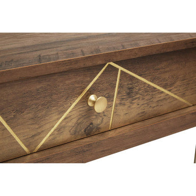 Wood Effect Console Table with 2 Storage Drawers and Hairpin Metal Legs