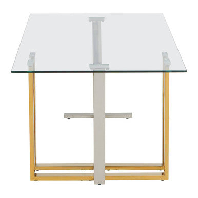 Silver and Gold Steel Frame Coffee Table with Glass Top