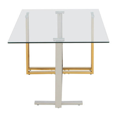 Silver and Gold Steel Frame Coffee Table with Glass Top