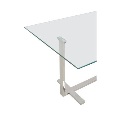 Silver and Gold Steel Frame Coffee Table with Glass Top