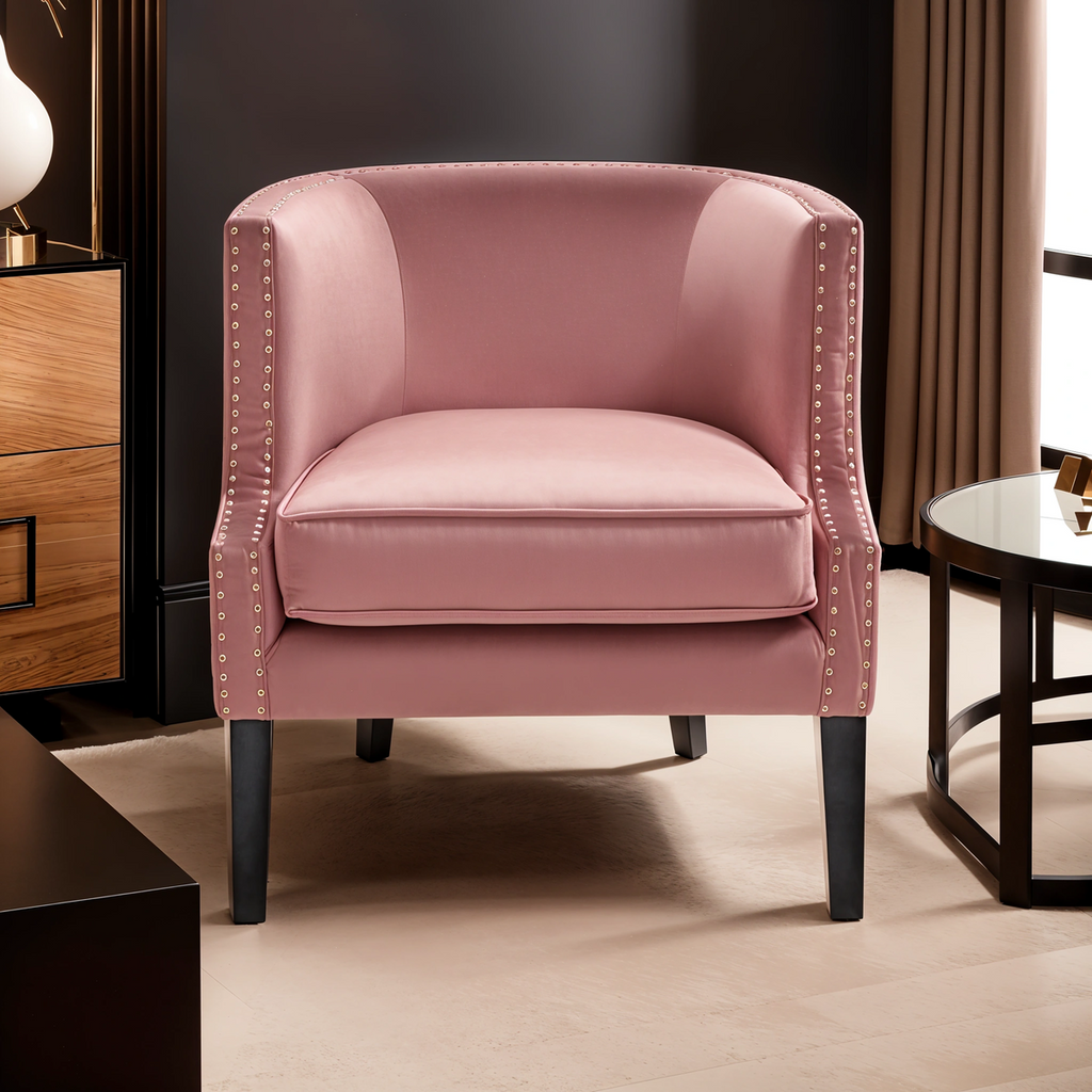 Pink Velvet Studded Chair