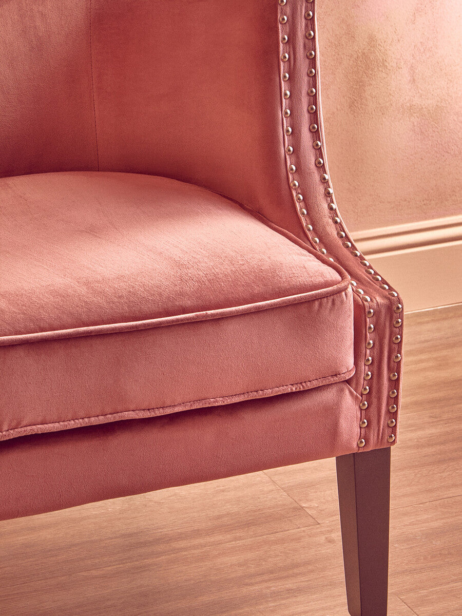 Pink Velvet Studded Chair