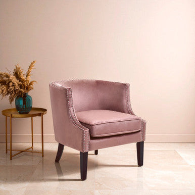 Pink Velvet Studded Chair