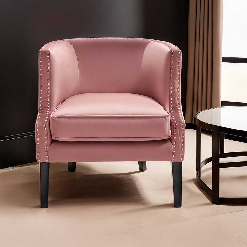 Pink Velvet Studded Chair