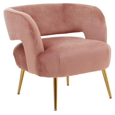 Pink Velvet Curved Accent Chair